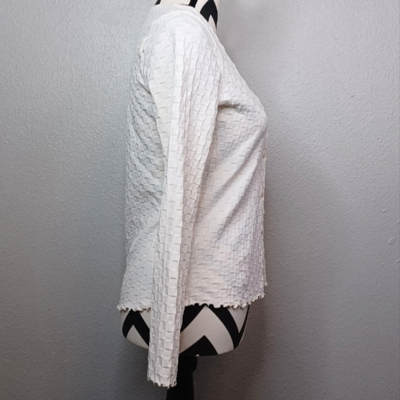 Madewell Checkerboard Jacquard Cream Textured Button-Up Blouse - Picture 6 of 15